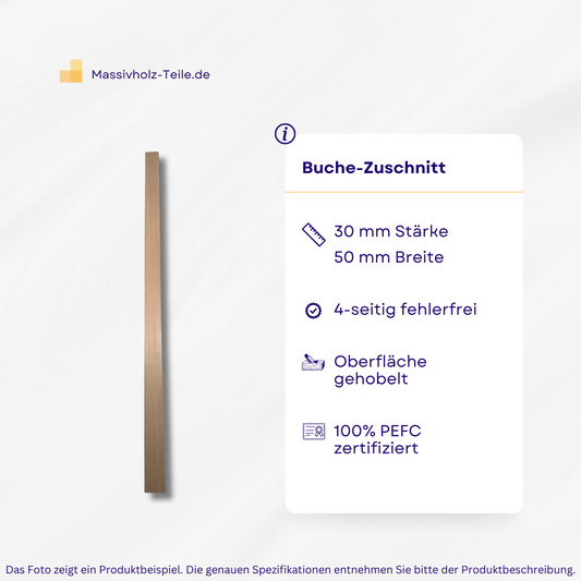 Buche-Zuschnitt, gehobelt, 30mm Stärke x 50mm Breite